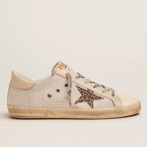 GOLDEN GOOSE NWT Super Star Sneakers in Mesh with Leopard Star